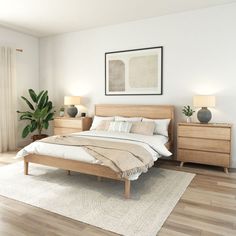 Blonde Bed - King Single Beds Plank+Beam Blonde Thuma Bed Decor Bedroom, Bedroom King Size, Bedframe Ideas Wood, Light Brown Bedroom Furniture, King Size Bed Styling, Wood Bedframe Bedroom Ideas Modern, Modern Wood Bedroom, Thuma Bed Ideas, Wood Aesthetic Bedroom