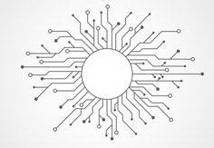 an electronic circuit board with a circle in the middle