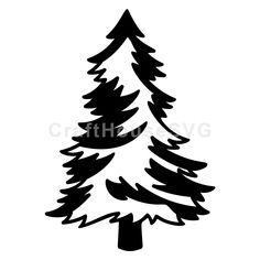 a black and white silhouette of a pine tree