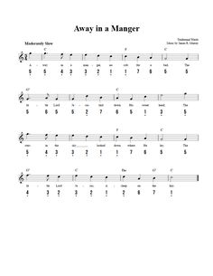 Away in a Manger - Easy Kalimba Sheet Music and Tab with Chords and Lyrics Beginner Violin Sheet Music, Free Guitar Sheet Music, Unique Instruments