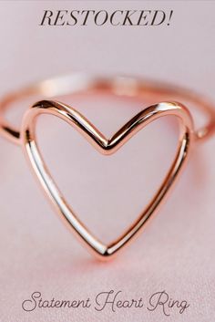 It was love at first sight with this oversized Heart Ring! This heart silhouette cast in romantic rose gold or shimmering silver makes a big statement and is sure to sweep you off your feet! Shop today for the perfect valentine's day gift, valentine's day gift for her, valentine's day gift for girlfriend, galentine's day, galentine's gift idea, and more! Fans of heart jewelry, heart rings, dainty rings, and love rings will swoon over this ring. Heart Silhouette, Love Rings, Rings Dainty, Galentines Gifts, Heart Rings, Dainty Rings, Pura Vida Bracelets, Jewelry Heart, I Love Heart