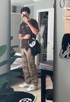 Custom Jean Halloween Baggy Outfit Fashion Trend Everyday Brown Graphic Tee Outfit Men, Tan Cargos Outfits Men, Jordan 4 Oreo Outfit Man, Dark Brown Cargo Pants Outfit Men, Tan Jordans Outfit, Brown Pants Outfit Men Casual, Tan Cargo Pants Outfit Men, Tan Cargos Outfits, Brown Cargos Outfits