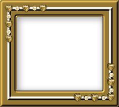 a gold frame with hearts on the edges and pearls in the corners, as well as an empty space for text