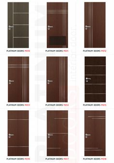 different types of doors with names and numbers on the front, side, and back