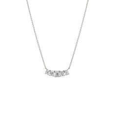 14K White Gold Lab Grown Diamond Emerald Cut Curved Bar Necklace 14K - Adina's Jewels Curved Bar Design, Diamond Anklet, Curved Bar, Bold Rings, Shop Engagement Rings, Emerald Cut Diamonds, Diamond Bracelets, Bar Design, Bar Necklace