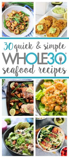 the cover of 30 quick and simple whole - food recipes with pictures of different foods