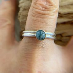 BlueFinnStudio - Etsy UK 19th Wedding Anniversary, Double Wedding Rings, Inner Power, Aquamarine Ring, Aquamarine Stone, Bronze Metal, Minimalist Ring, Aquamarine Rings, Organza Gift Bags