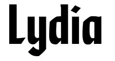 the word lyddia written in black on a white background