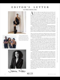 an article in the editor's letter magazine features photos of women and men from different eras