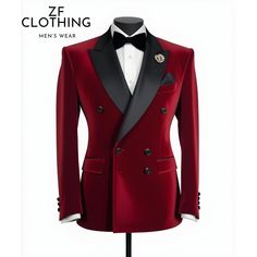 Men's Red Velvet Tuxedo Double Breasted Jacket For Men - Classic Formal Attire- Tailored Jacket-Bespoke For Men, ZF Item Include (Coat+ Pant) Fabric:- Imported, Premium Color:- Red Velvet Dry Clean Recommended The Jacket is for wedding, Party, Proms, and Many Occasions. We make the suit according to our Standard size chart, If you are not sure about your size/measurement,  please give your body measurement in inches, so we make perfect suit for you.  Jacket Measurement:- 1 Jacket Length 2 Chest  (Circumference) 3 Stomach (Circumference) 4 Hip(Circumference) 5 Shoulder to Shoulder 6 Sleeve Length Express Shipping to world-wide but Remote Area May Take Longer Little color variation may possible due to photography and lights Wedding Coat For Men, Red Velvet Tuxedo, Tuxedo Double Breasted, Velvet Tuxedo, Wedding Coat, Man About Town, Velvet Suit, Body Measurement, Men Classic