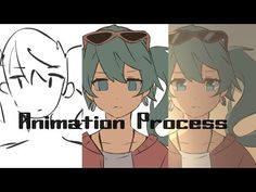 two anime characters with the words animation process in front of them and an image of their faces