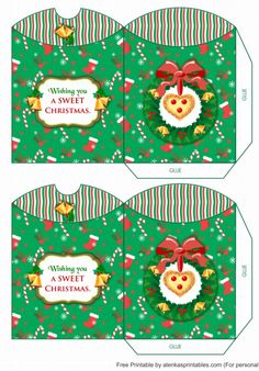 two christmas gift boxes with the words wishing you a sweet christmas