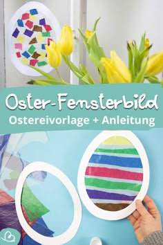 an easter egg craft with the words oster - fensterbild on it