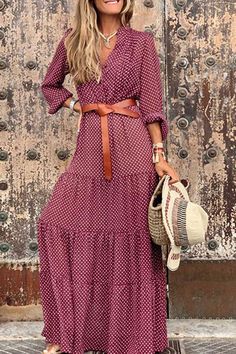 How To Wear Belts, Mode Inspo, Long Sleeve Maxi, Dress Maxi, Boho Maxi Dress, Primavera Estate, Belted Dress, Long Sleeve Maxi Dress, Long Maxi Dress