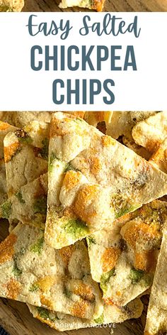 an easy salted chickpea chips recipe with broccoli and cheese on top