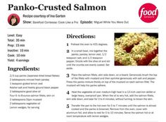 the recipe for panko - crusted salmon is shown in this article, which includes instructions