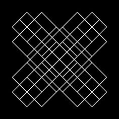 an abstract black and white design with squares in the middle, on a black background