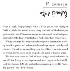 a page from the book stop praying