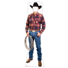 a man wearing a cowboy hat and holding a lasso in front of his face