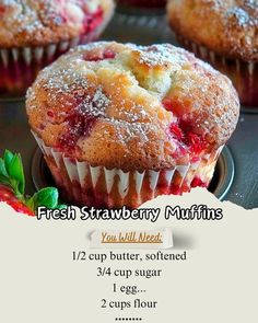 fresh strawberry muffins are ready to be eaten for breakfast or dessert with the recipe below