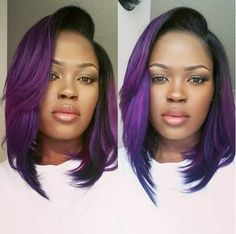 Hair Color For Short Hair, Color For Short Hair, Short Hair Black Women, Purple Bob, Plait Styles, Unicorn Hair Color, Mayvenn Hair, Hair Black Women, Goddess Fashion