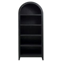 Connor French Country Black Mahogany Wood 4 Shelf Arched Bookcase Arched Bookcase, Black Bookcase, Display Bookcase, Bookcases For Sale, Door Displays, Living Room Bookcase, Rustic Lodge, Vertical Storage, Kathy Kuo Home