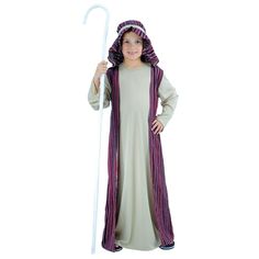 Your child will be the star of the show in their nativity play with this super shepherd costume which includes a long robe and headpiece. Great for fancy dress parties too. Why not add the perfect finishing touch to your kid's outfit with some of our fantastic accessories available from our online store. Please note: shepherd's crook not included. Joseph Costume, Shepherd Costume, Fancy Dress Wigs, Shepherd Christmas, Wicked Costumes, Xmas Outfit, Christmas Fancy Dress, Purple Dye, Long Curly Wig