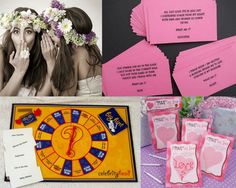 a collage of photos including cards, flowers and other items to make a game