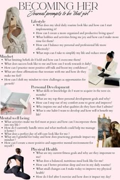 Self Growth Ideas For Women, Jourling Prompts, That Girl Self Care Aesthetic, It Girl Journal Prompts, How To Gratitude Journal, Powerful Journal Prompts, Tips To Focus On Yourself, Glow Up Journal Prompts, Journal Glow Up