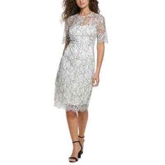 Nwt Eliza Jwomens White Floral Lace Short Sleeve Sheath Dress Size 14 Elevate Your Style With This Stunning Adrianna Papell Sheath Dress. Crafted From Delicate Floral Lace, This Knee-Length Dress Features Short Sleeves And An Elegant Illusion Neckline. Perfect For Cocktail Parties, Weddings, Or Any Special Occasion Where You Want To Make A Sophisticated Statement. Condition: New Condition. Size: 14 Features: Knee-Length, Floral Lace, Short Sleeves, Illusion Neckline Brand: Eliza J Type: Dress St Summer Sheath Lace Dress For Formal Occasions, Sheath Lace Dress For Summer Formal Events, Summer Formal Sheath Lace Dress, Lace Knee-length Dresses For Workwear, Knee-length Lace Dresses For Work, Bodycon Knee-length Lace Dress, Knee-length Bodycon Lace Dress, Elegant Bodycon Lace Dress, White Knee-length Lace Dress For Formal Occasions