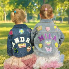 Welcome to my store! Our personalized embroidered denim jackets come with 3-8 theme patches of your choice (excluding name patches) and a chenille patch with the name you choose. You can customize the color and font of the chenille patch to make it truly unique. We use US children's sizes. To personalize your jacket, simply provide us with your name or nickname, and you'll receive a unique name patch. Choose 3-8 patches from our reference images or tell us your ideas, and we'll select the perfect patches for you. Feel free to mix and match themes to create a design that suits your style. If you have any specific requirements or details you'd like us to consider, just mention them in the customization box. Note: For smaller-sized jackets, it's not recommended to choose too many patches as i Patch Jean Jacket, Patch Denim Jacket, Jean Jacket Patches, Kids Denim Jacket, Patch Denim, Patch Jacket, Chenille Patch, Denim Jacket Patches, Toddler Jacket