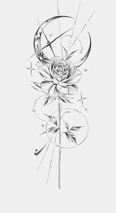 a black and white drawing of a flower