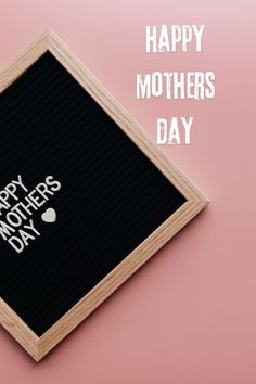 a mother's day card with the words happy mothers day written in white on a black background