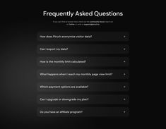 a screenshot of the frequently asked questions page on an iphone screen, which appears to be dark