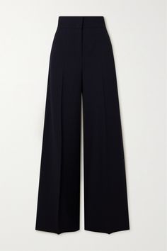 When it comes to sophisticated tailoring, Max Mara's collections always make the right impression. These 'Cervo' pants are tailored from stretch wool-blend seersucker and have pooling legs. They're traced with neat creases - be sure to press them back in after dry cleaning. Max Mara Pants, Black Pants Aesthetic, Navy Clothes, Build Wardrobe, Elegant Pants, Elegant Pant, Tailored Pants, Work Clothes, Virtual Closet