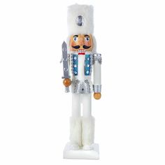 This Kurt Adler White Russian nutcracker piece is a fun addition to anyone’s collection. Known for their fur attire, this Russian nutcracker is dressed in all white with a fur hat and fur boots. He also has touches of silver in his outfit and holds up a silver sword. Russian Nutcracker, Wood Nutcracker, Nutcracker Figures, Nut Cracker, Chunky Knit Throw, White Russian, Nutcracker Ballet, Fur Throw Blanket, Kurt Adler