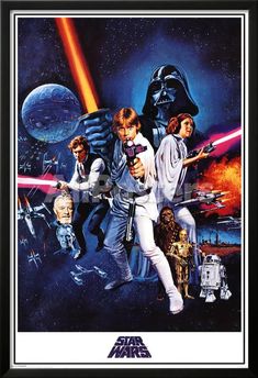 the star wars movie poster is featured in this image, and features characters from different eras