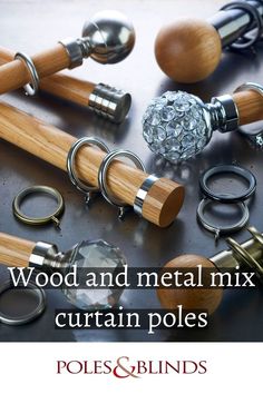 Wood and metal mix curtain poles Curtain Designs, Wood Metal, Modern Wood, Wood And Metal