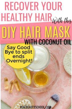 #hair #haircut #hairstyles #fashion #haircolor #hairgoals #hairdamage #badhairday #hairdiy #hairmaskforgrowth #hairmaskdiy #hairmasksforhairgrowth #haircareroutine #aesthetic #instagram #1 Split Ends Repair Diy Hair Masks, Homemade Hair Mask Recipes, Fix Damaged Hair, Coconut Oil Hair Mask Diy, Natural Hair Remedies, Homemade Hair Mask, Lip Masks, Hair Overnight