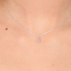 Dazzle with the exquisite Tiny Teardrop Pink Crystal Necklace by All Uniqueness. This stunning pink crystal necklace features a mini 3D cut that catches the light beautifully. Whether worn alone or layered with other necklaces, it adds a touch of elegance and sophistication to any outfit. Choose from chain lengths of 14-26 inches, or customize your size for a perfect choker fit, ideal for 12-14 inches. This necklace makes a thoughtful gift for loved ones such as your mom, sister, best friends, o Pink Tourmaline Necklace, October Birthstone Necklace, Ring Holder Necklace, Gemstone Choker, Infinity Jewelry, Fingerprint Jewelry, October Birthday, Unique Diamond Rings, Tourmaline Necklace