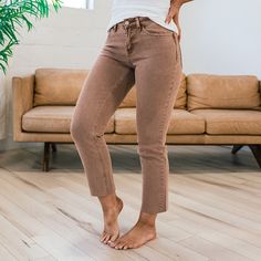 Vervet Anna Chestnut Straight Jeans Chestnut brown wash Zip up Not distressed Fray hem Straight fit Good stretch 93% Cotton 5% Polyester 2% Spandex Imported Sizing: 0/24, 1/25, 3/26, 5/27, 7/28, 9/29, 11/30, 13/31, 15/32 Model is wearing a size 1 True to size for Vervet Straight Fit - size up if you are between sizes Need more sizing help? Check out our Jeans Sizing Guide here Measurements on size 1:Rise: 8.5" (mid rise)Inseam: 26"Leg opening: 7"Waist: 12.5" Closet Addition, Mommy Style, Online Clothing Boutiques, Cute Styles, Chestnut Brown, Jeans Tops, Good Stretches, Work Wardrobe, The Jeans