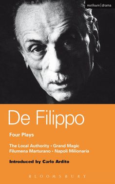 the cover of de filippo's book, featuring an image of a man with