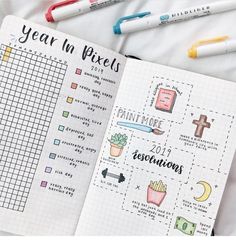 Bullet Journal Goals Page, Bullet Journal Yearly, Daily Bullet Journal, Year In Pixels, Goals Bullet Journal, Bullet Journal Set Up, Creating A Bullet Journal, Bullet Journal Paper, Bullet Planner