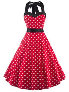 Vintage Dresses | Vintage Women's Open Back Polka Dot Dress #summer #fashion #vintage #dress Womens Polka Dot Dress, Elegant Vintage Dresses, 50s Women, Ladies Wear, Outfits 2017, Dress Pin, Rockabilly Dress, Polka Dress