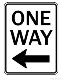 a one way sign with an arrow pointing to the right