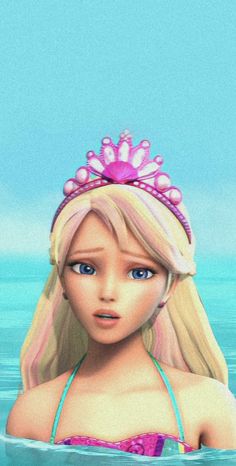 a digital painting of a girl in the water with a tiara on her head