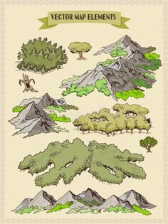 a set of trees and mountains