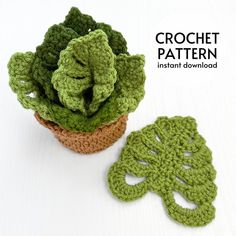 crochet pattern for a potted plant with leaves