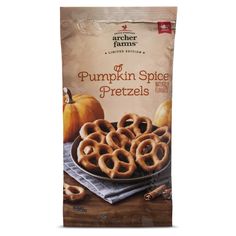 a bag of pumpkin spice pretzels on a table