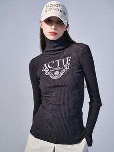 Composition : See detailsCountry of Origin : KOREA Rib Sweater, Semi Cropped, Body Curves, New Logo, Roll Neck, Ribbed Sweater, Knit Top, High Neck, Active Wear